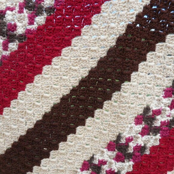 Beige Brown Raspberry lap blanket throw afghan - Picture 3 of 5